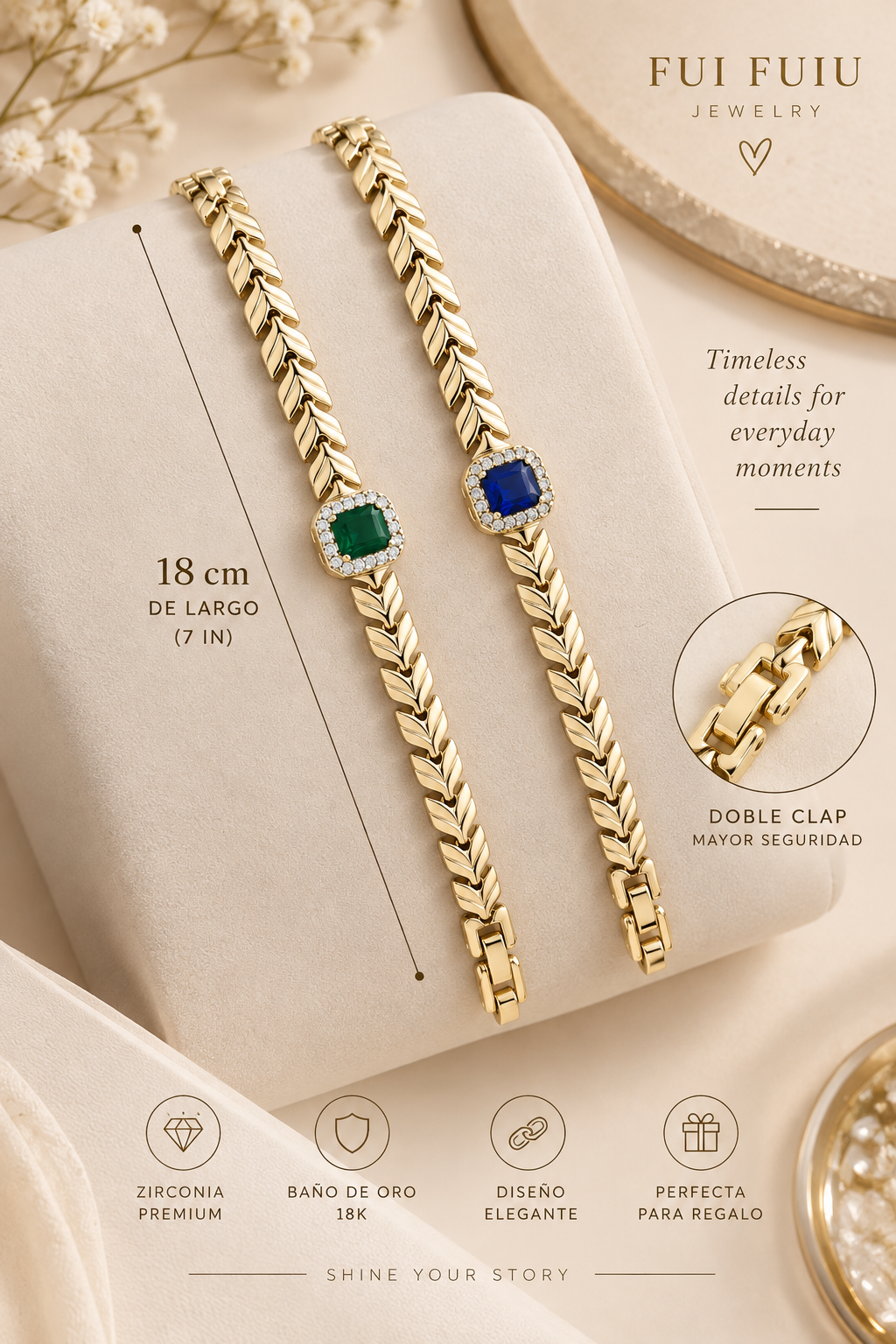 14K Gold Plated Cubic Zirconia Link Bracelet