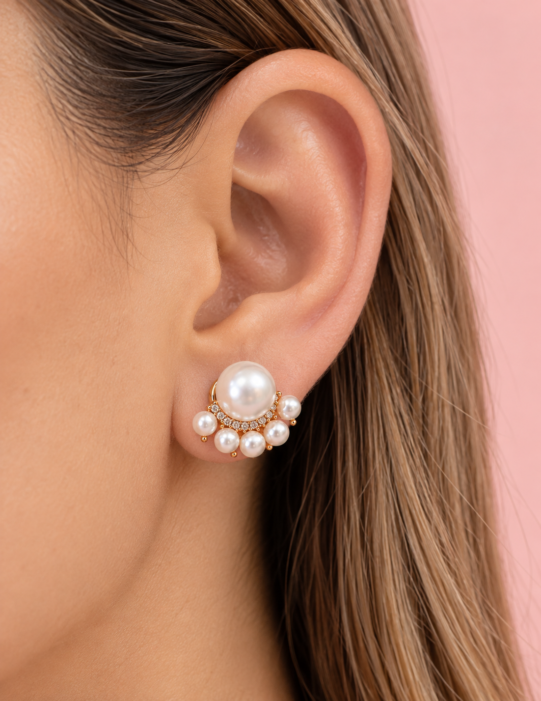 18K Rose Gold Plated Pearl Statement Earrings