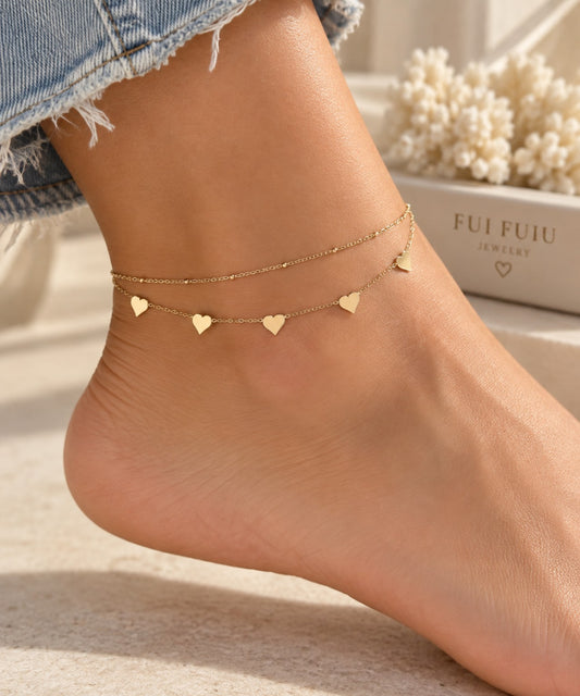 Heart  charm Anklet | 316L Stainless Steel