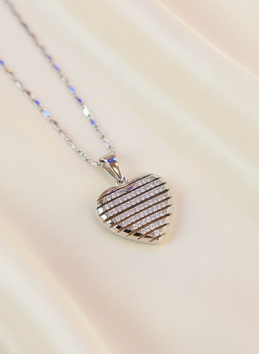 Big heart pendant silver plated necklace silver plated plata - Fui Fuiu Jewelry