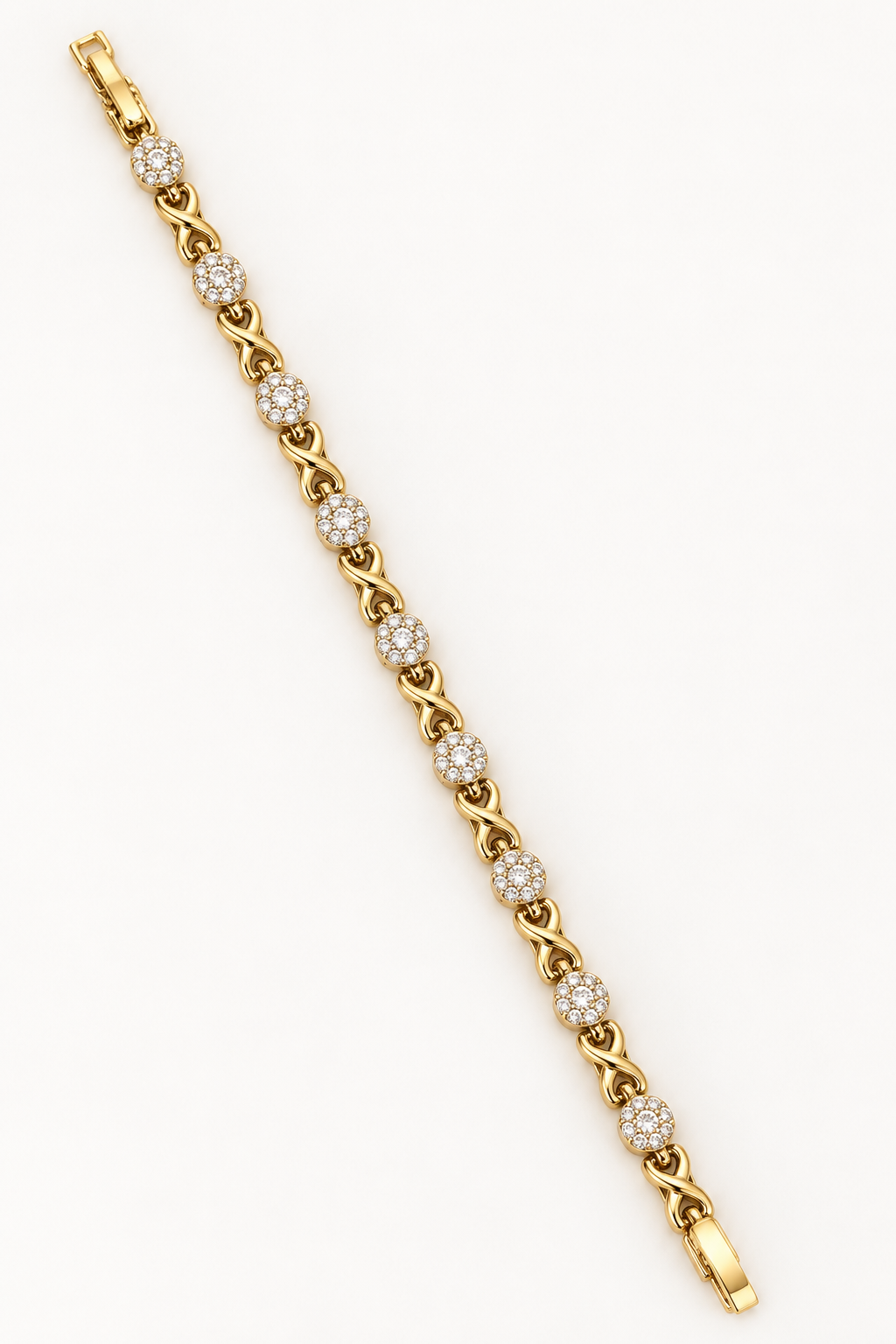 14K Gold Plated Infinity Link Bracelet with CZ Accents