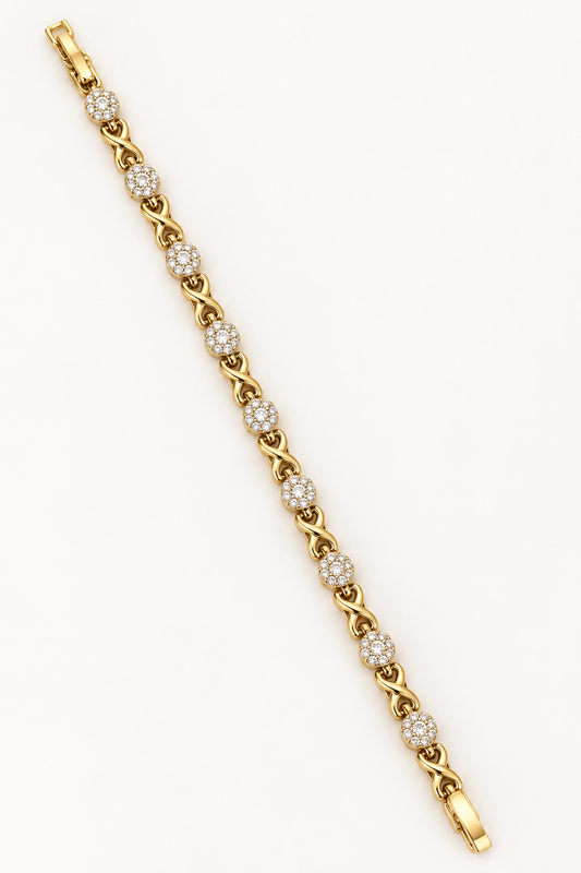 14K Gold Plated Infinity Link Bracelet with CZ Accents
