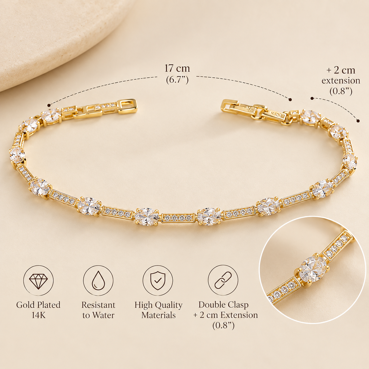 14K Gold Plated CZ Classic Bracelet – Classic