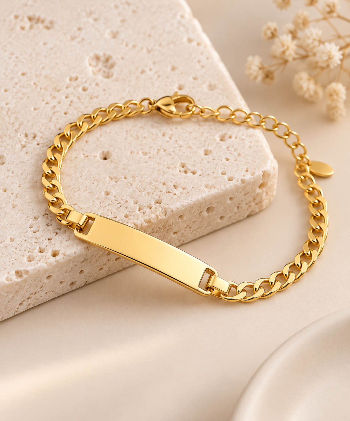 14K Gold Plated Bar Bracelet – Classic Chain
