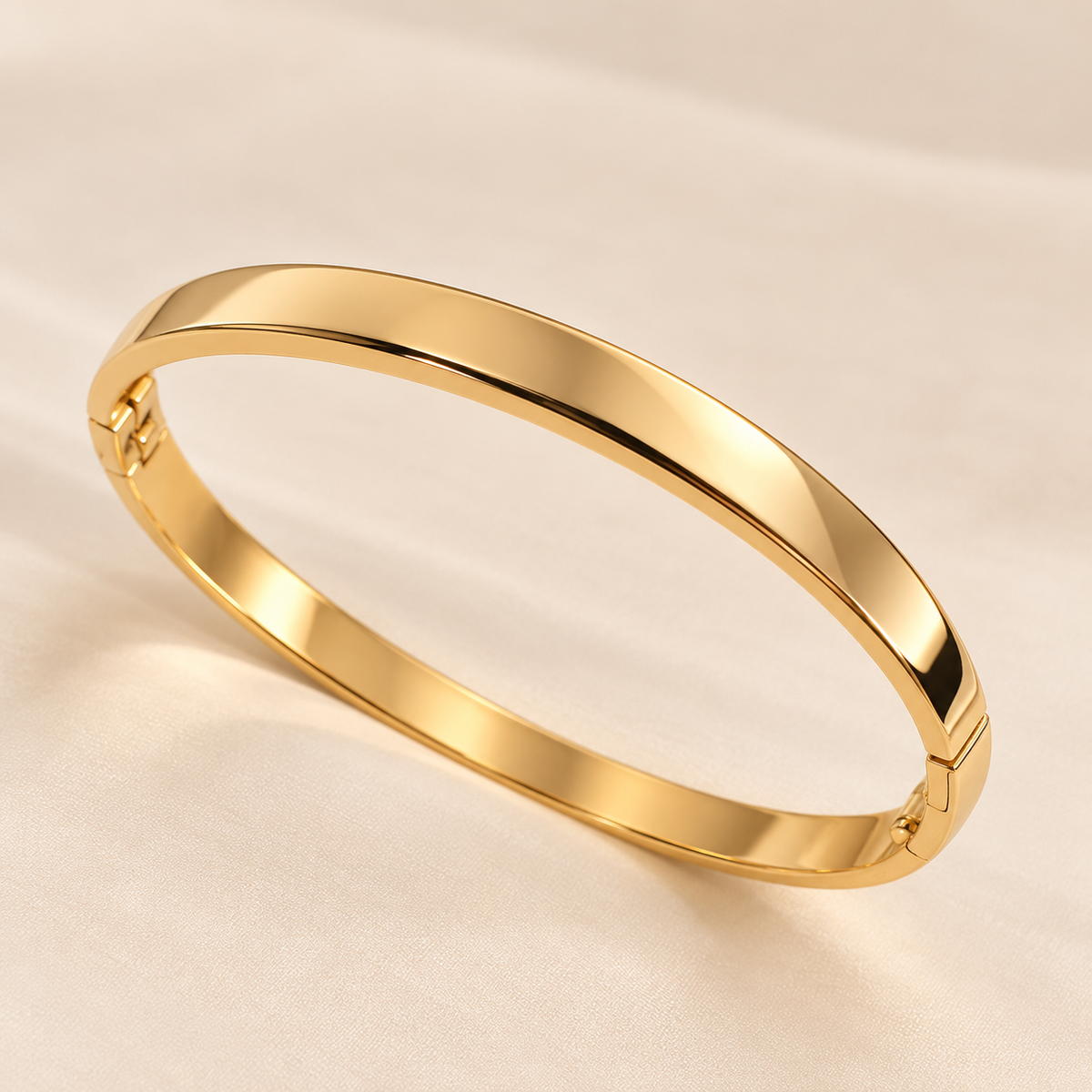 14K Gold Plated Bangle Bracelet – Classic Polished Gold