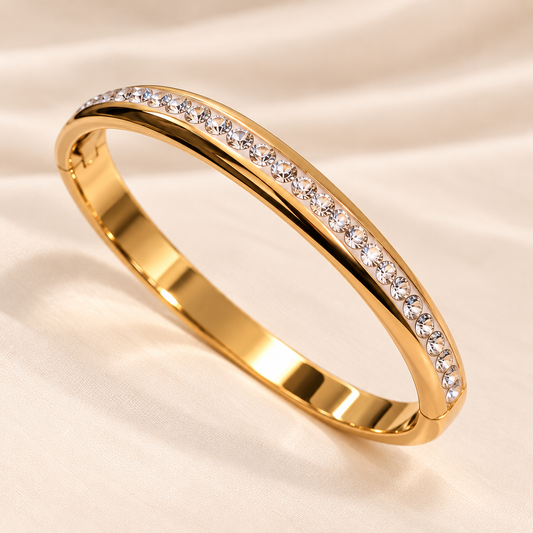 14K Gold Plated Crystal Bangle Bracelet