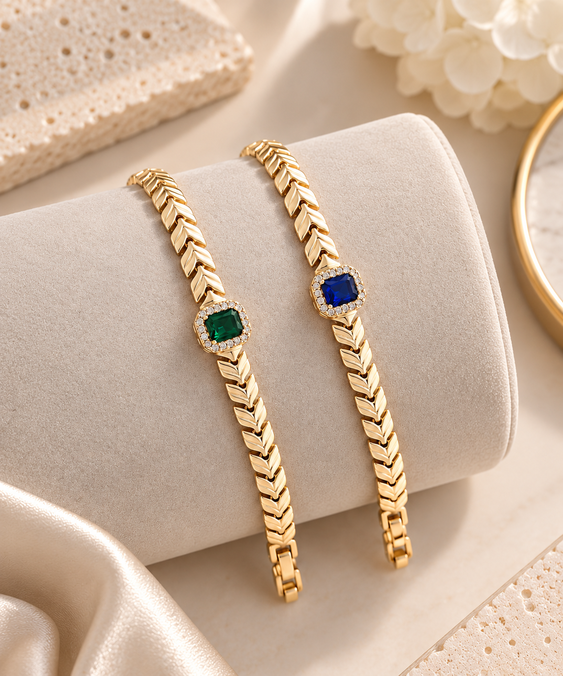 14K Gold Plated Cubic Zirconia Link Bracelet