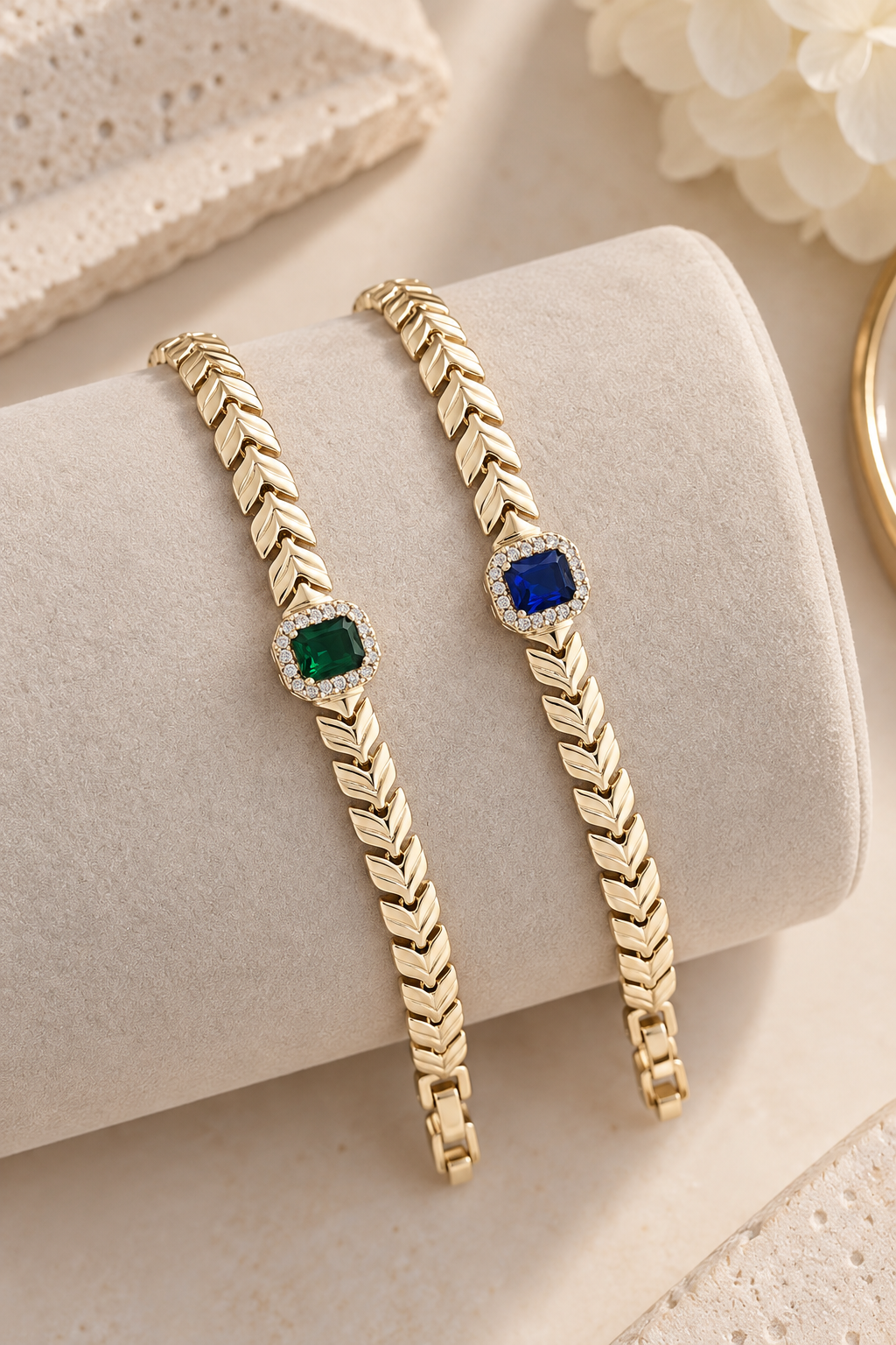 14K Gold Plated Cubic Zirconia Link Bracelet
