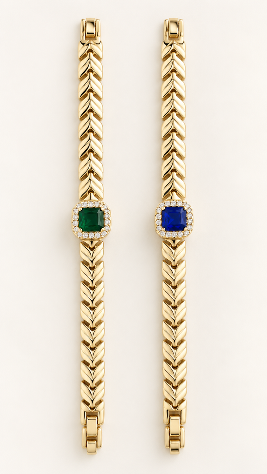 14K Gold Plated Cubic Zirconia Link Bracelet