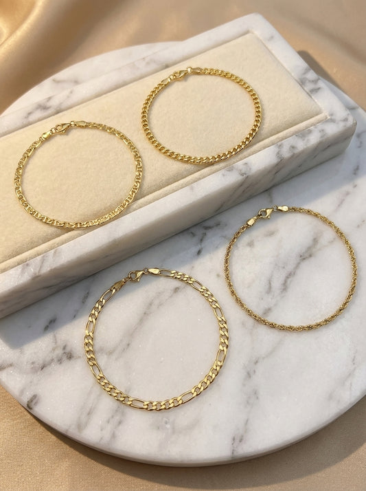 Ankles tobilleras esclavas 14K Gold filled Brasilian Gold chain - Fui Fuiu Jewelry