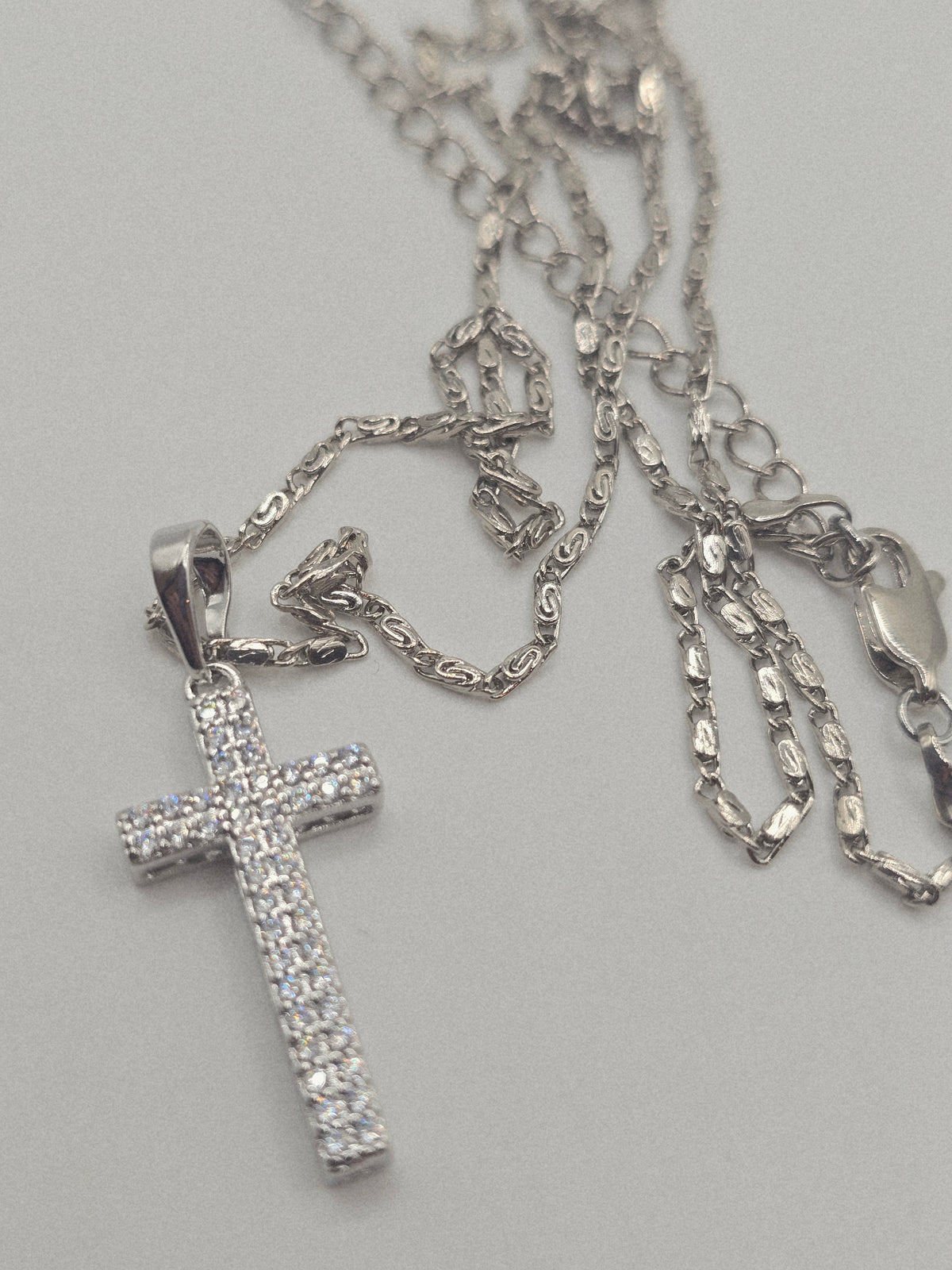 Necklace silver plated zurconia plata cruz necklaces cross and zirconia  crystal crucifijo - Fui Fuiu Jewelry