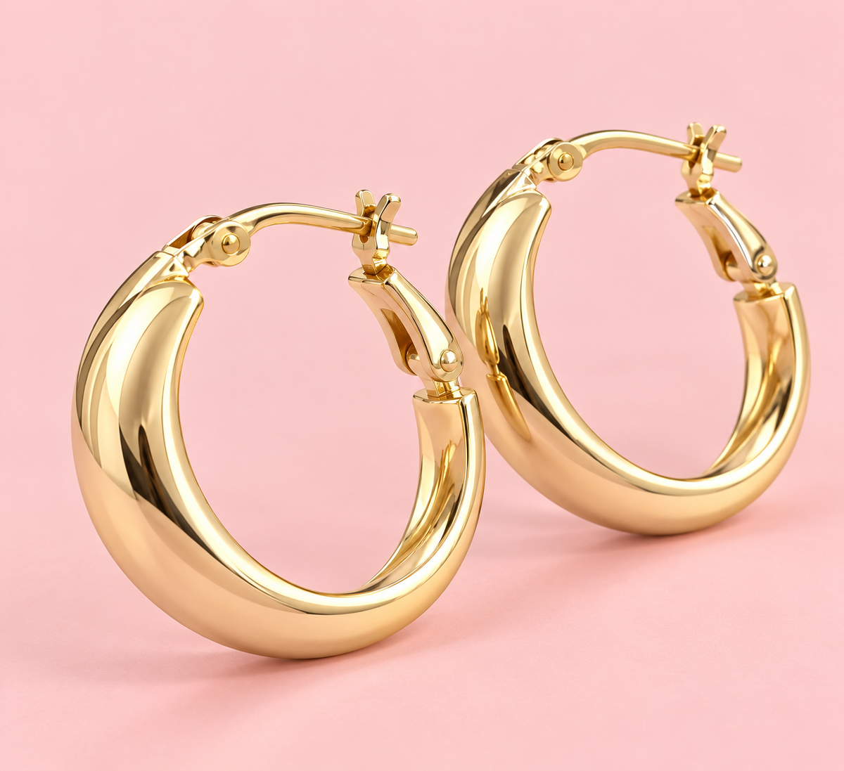 14K Gold Plated Chunky Hoop Earrings – 2 Sizes