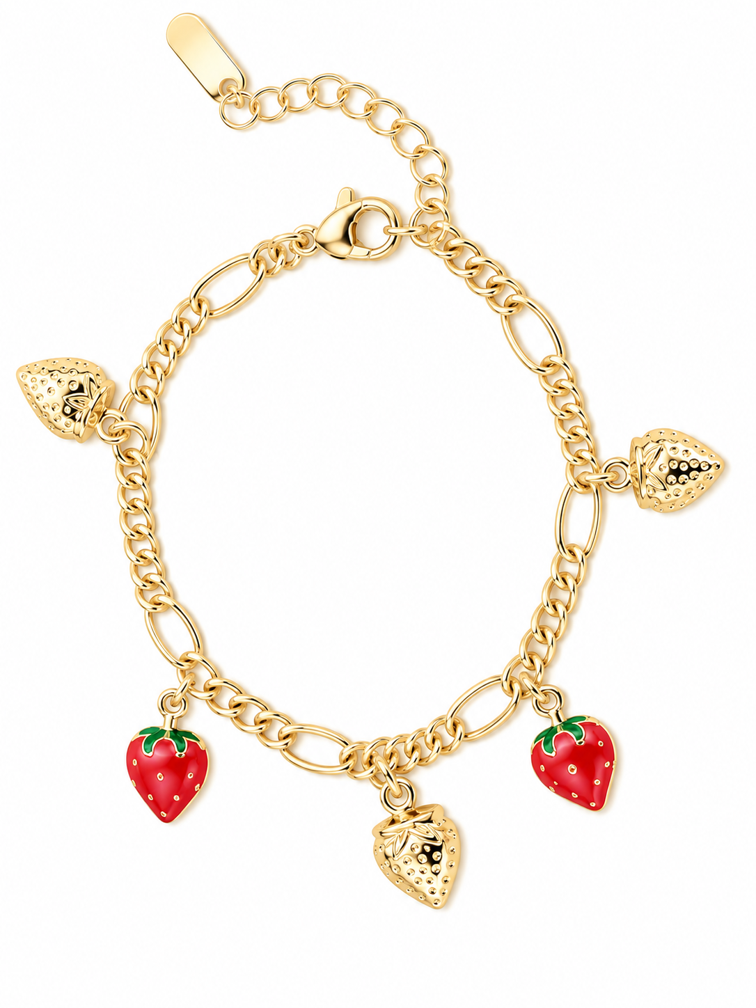 Girls Gold Strawberry Charm Bracelet – Adjustable kids