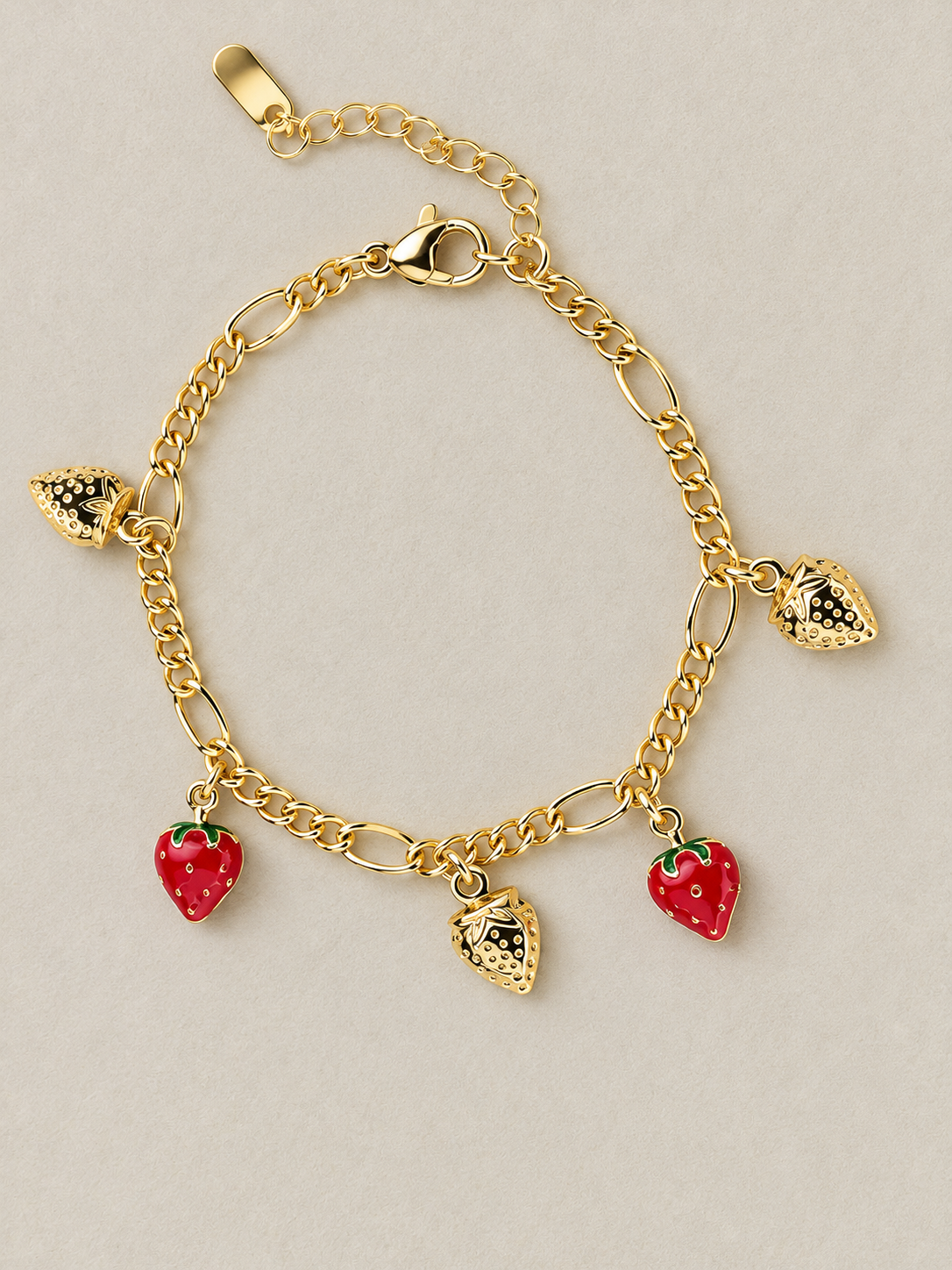 Girls Gold Strawberry Charm Bracelet – Adjustable kids