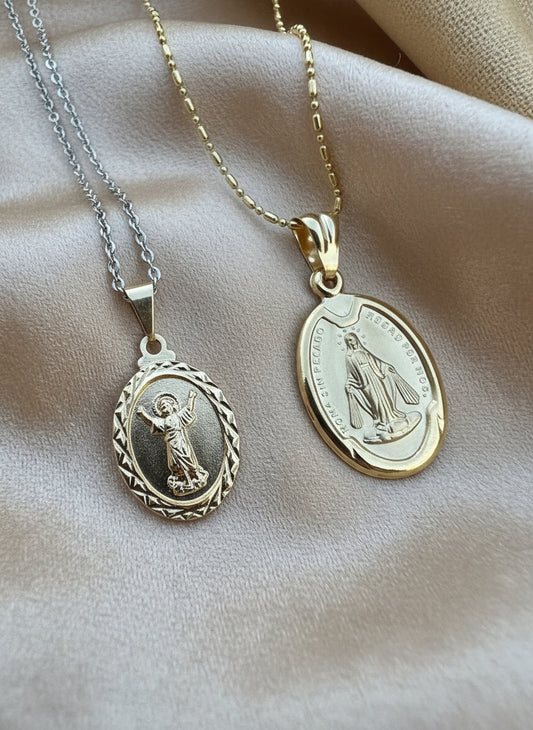Divino niño necklace 14K Gold Filled, cadena virgen de Gudalupe. 14K Oro Laminado - Fui Fuiu Jewelry