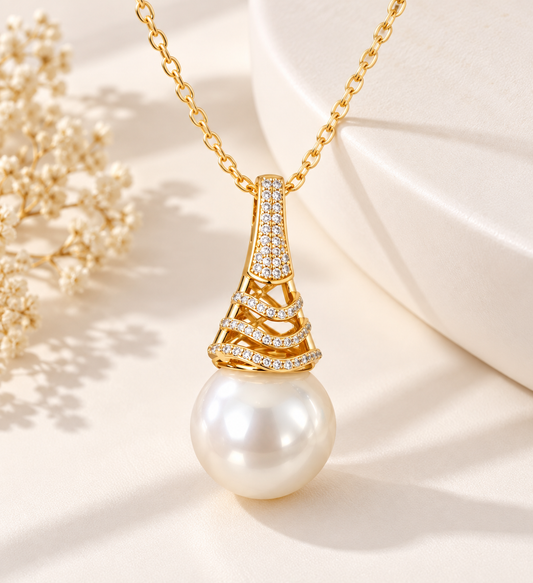 14K Gold Plated Pearl Drop Necklace
