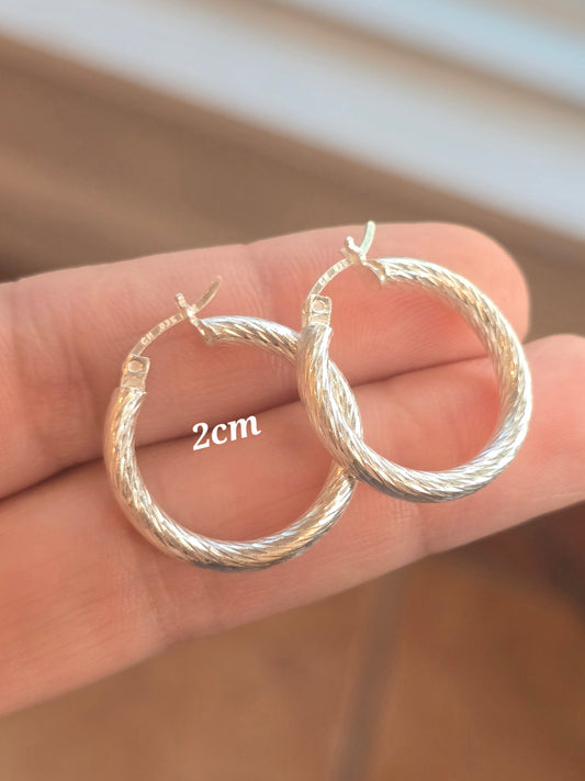 Sterling silver 925 hoops torned argollas aretes candongas de plata 925 modelo torneado - Fui Fuiu Jewelry