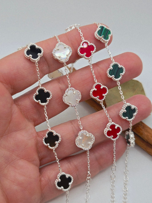 Bracelets 925 Sterling Silver Plata pulsera flor - Fui Fuiu Jewelry