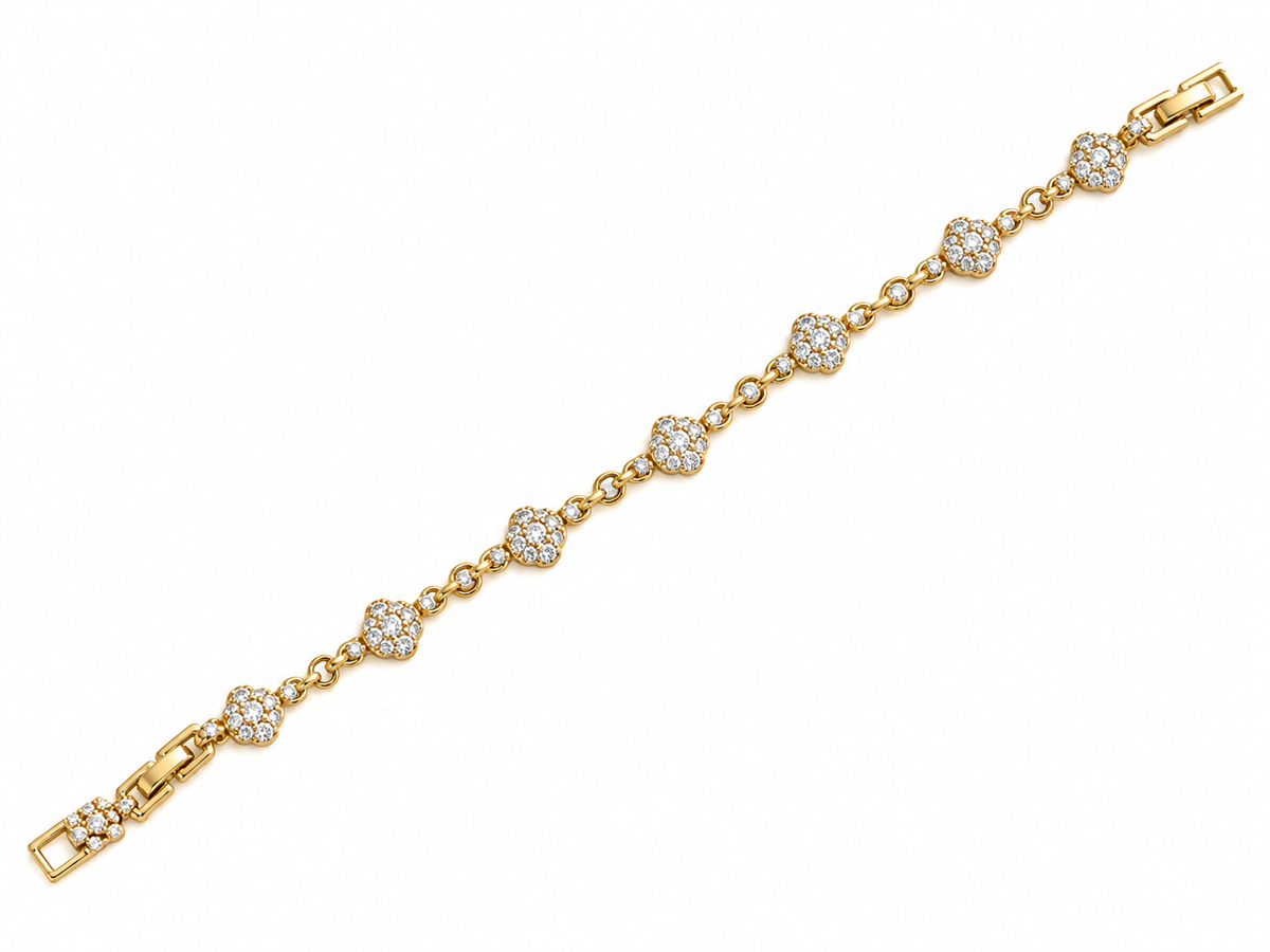 14K Gold Plated Pavé Flower Bracelet