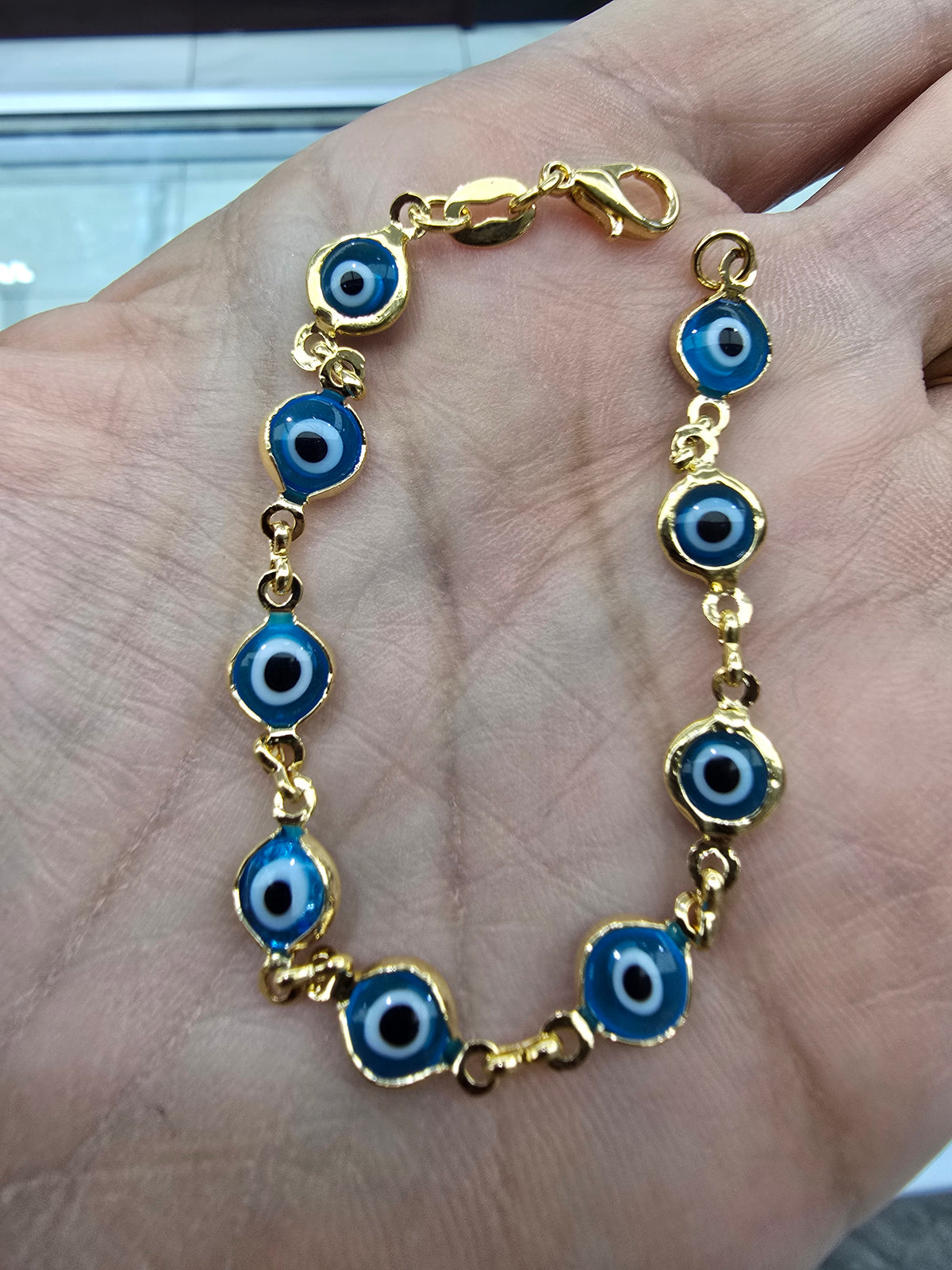 Pulsera con ojo turco ojo de suerte para nin@s bracelet and chain Brasilian Gold  pulsera Oro Brasilero 14K - Fui Fuiu Jewelry