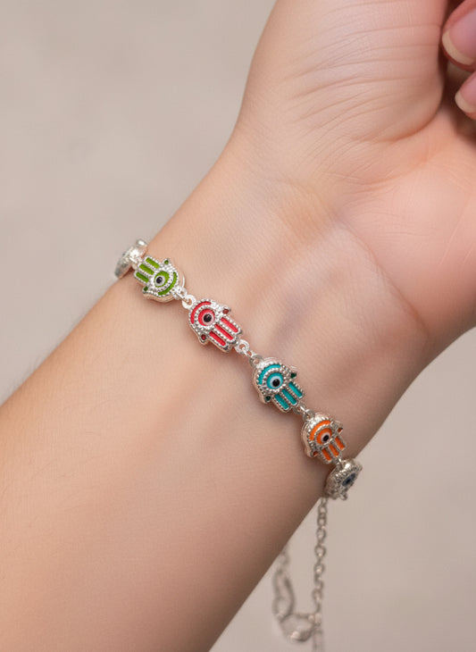 Hamza hand colorfully bracelets sterling silver plata 925 pulsera mano de hamza - Fui Fuiu Jewelry