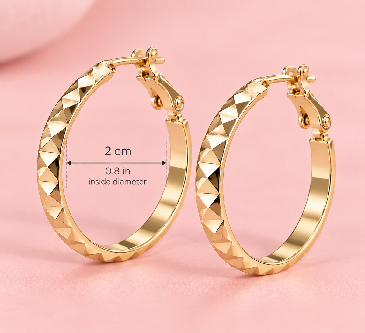 14K Gold Plated Diamond-Cut Hoop Earrings