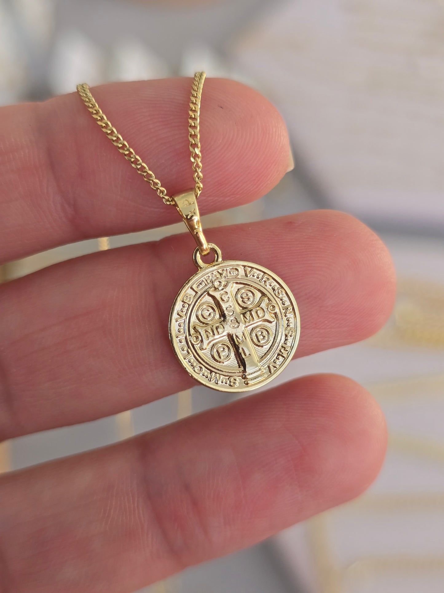 Saint Benedict Protection Medal Necklace – 14K Gold Plated