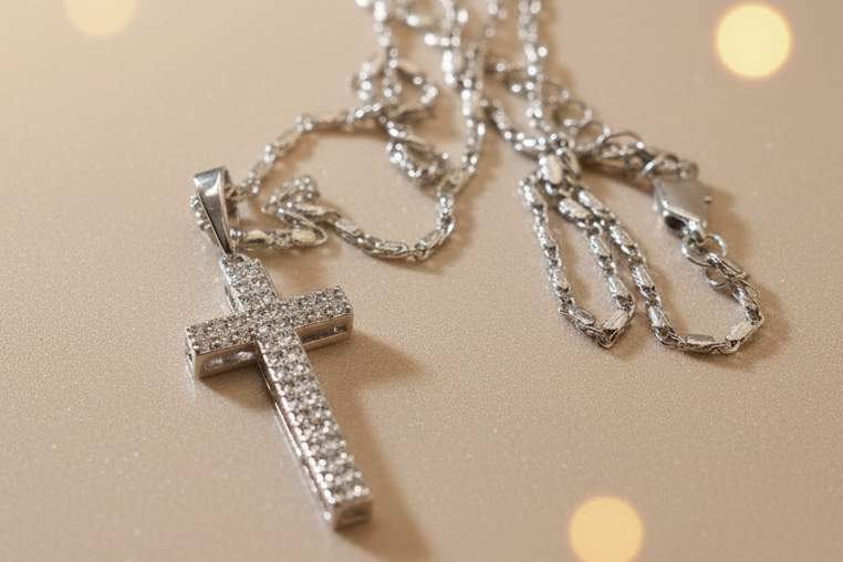 Necklace silver plated zurconia plata cruz necklaces cross and zirconia  crystal crucifijo - Fui Fuiu Jewelry