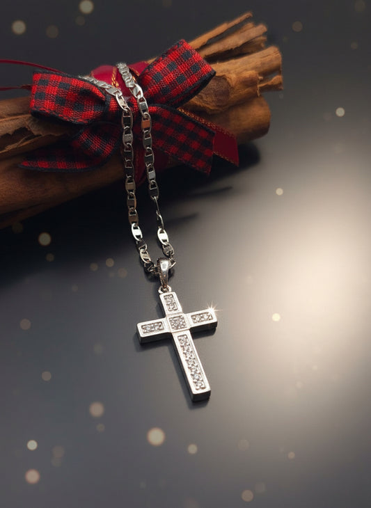 Cadenas silver plata steel cruz necklaces cross and zirconia - Fui Fuiu Jewelry
