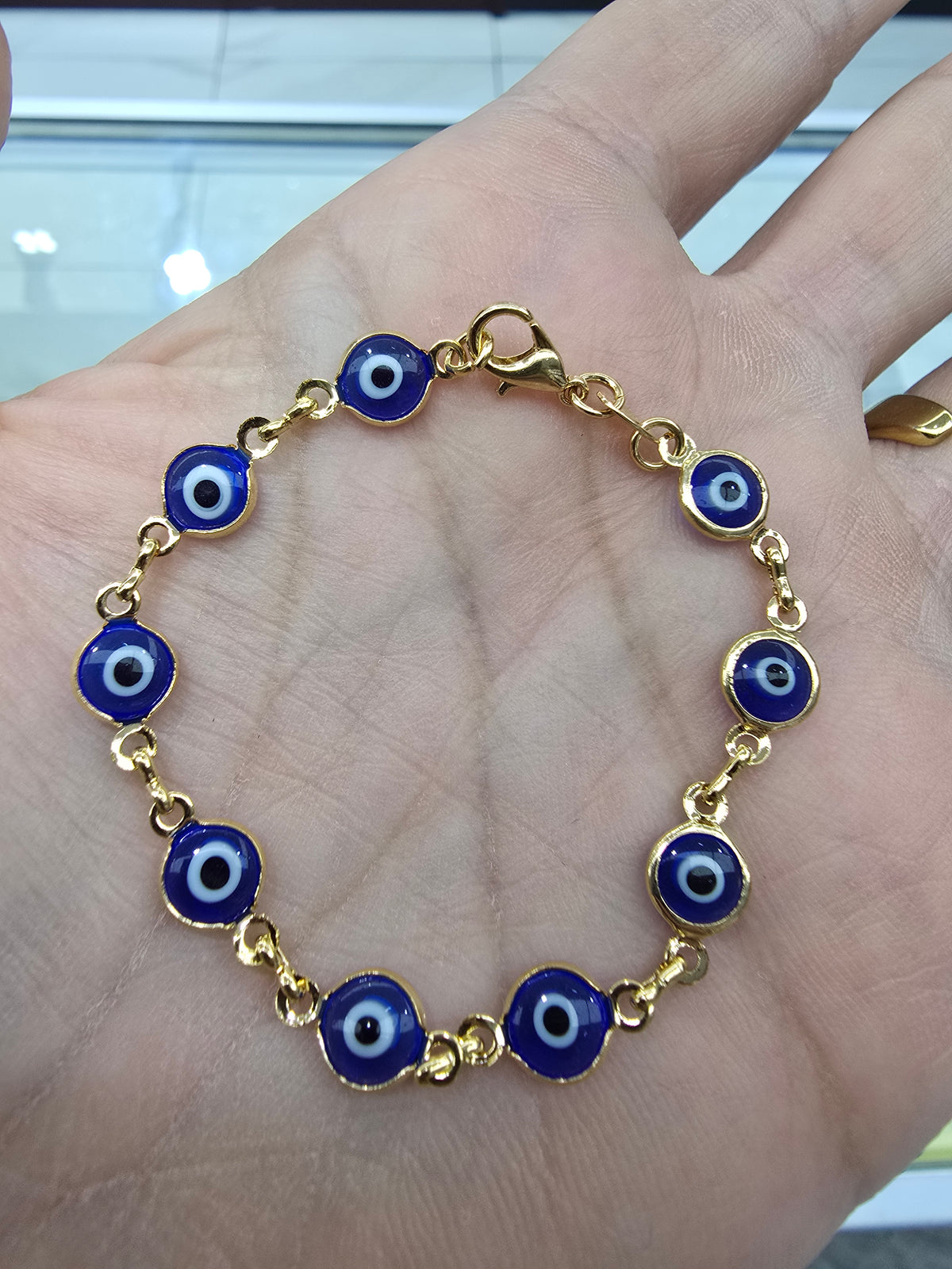 Pulsera con ojo turco ojo de suerte para nin@s bracelet and chain Brasilian Gold  pulsera Oro Brasilero 14K - Fui Fuiu Jewelry