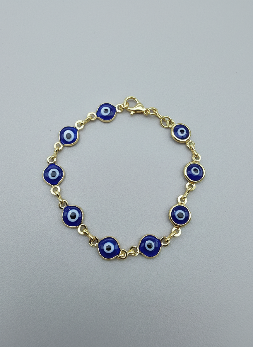 Pulsera con ojo turco ojo de suerte para nin@s bracelet and chain Brasilian Gold  pulsera Oro Brasilero 14K - Fui Fuiu Jewelry