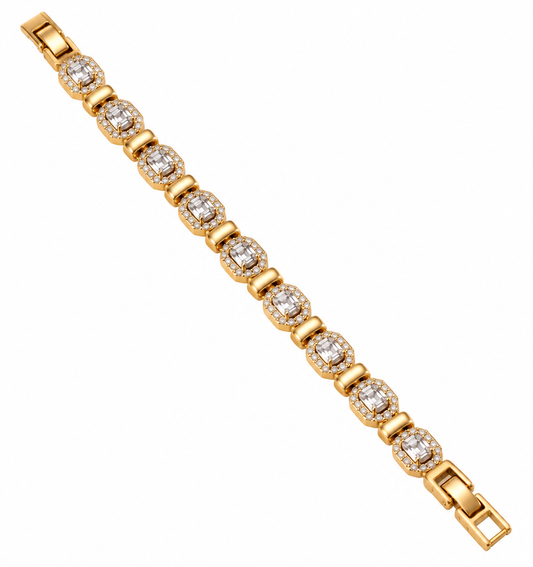 14K Gold Plated Crystal Link Bracelet