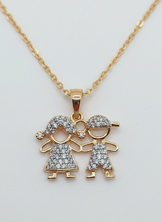 Necklaces boy and girl charm cadena Oro Laminado 14K Gold filled Oro Brasil cadena con dije de niño y niña - Fui Fuiu Jewelry