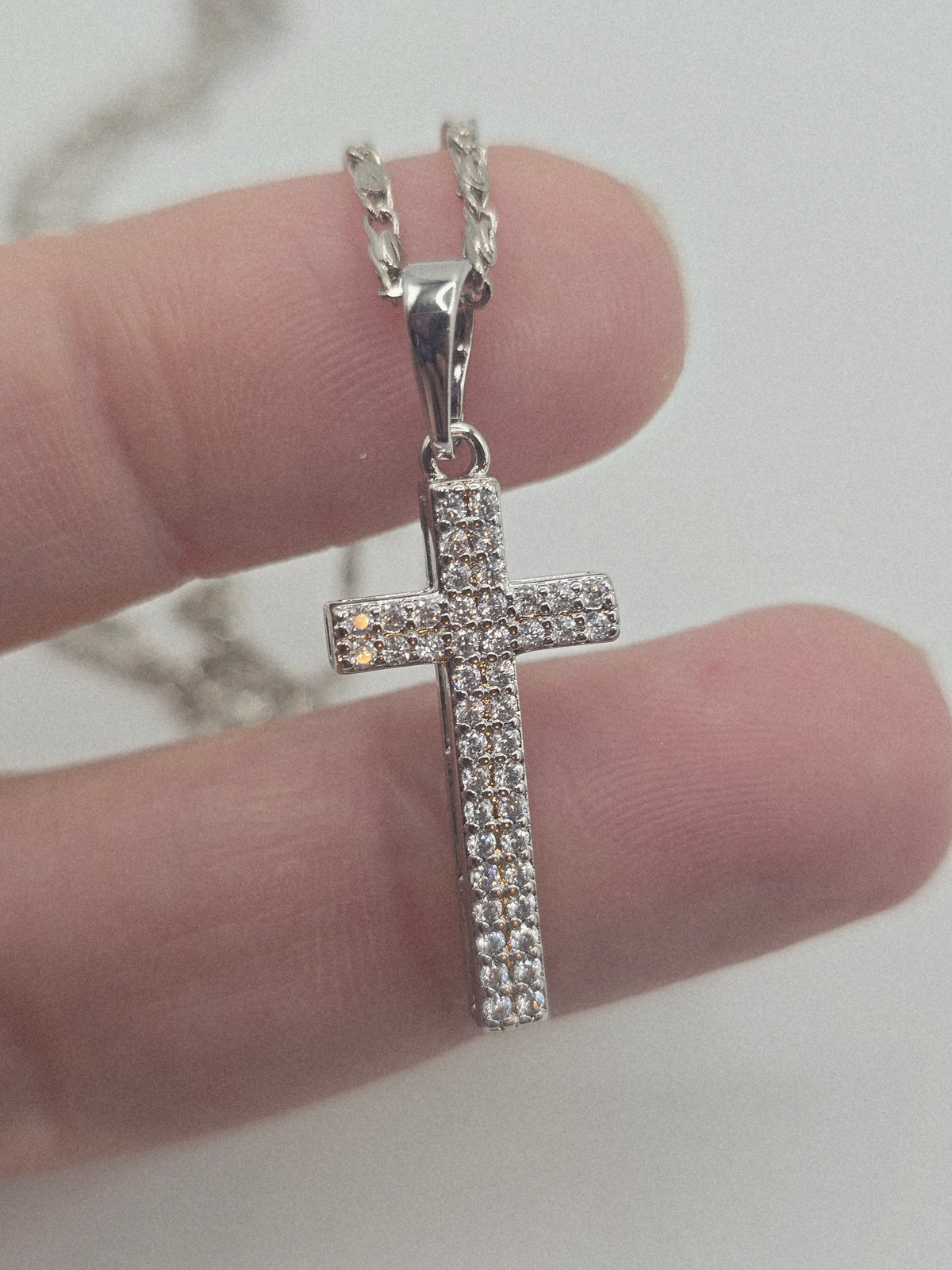 Necklace silver plated zurconia plata cruz necklaces cross and zirconia  crystal crucifijo - Fui Fuiu Jewelry