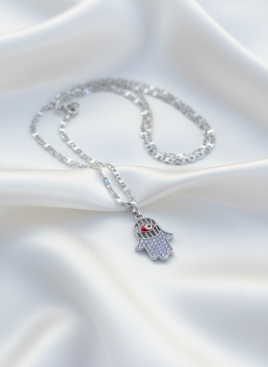 Evil eyes red pendant silver plated necklace plata - Fui Fuiu Jewelry