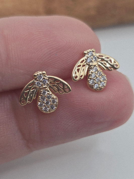 Studs Bee's 14K earrings Aretes Oro Gold Filled 14K - Fui Fuiu Jewelry