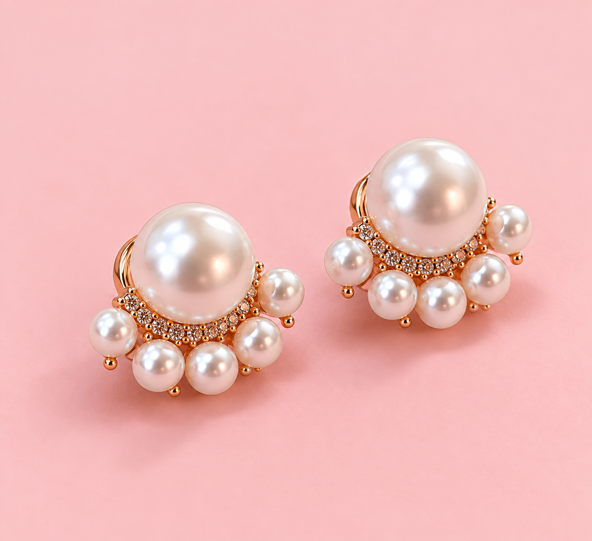 18K Rose Gold Plated Pearl Statement Earrings