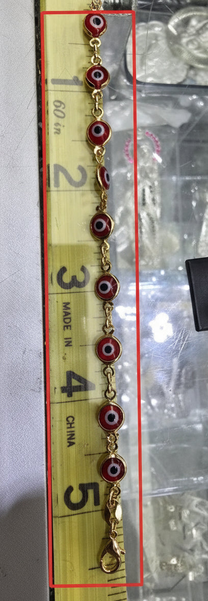 Pulsera con ojo turco ojo de suerte para nin@s bracelet and chain Brasilian Gold  pulsera Oro Brasilero 14K - Fui Fuiu Jewelry