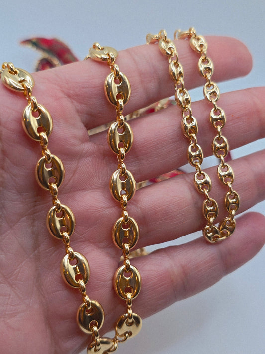 Coffee beans necklaces 14K Lamited gold Bralian Gold cadena en Oro Gold Filled Oro Brasilero 14K estilo de grano de café - Fui Fuiu Jewelry